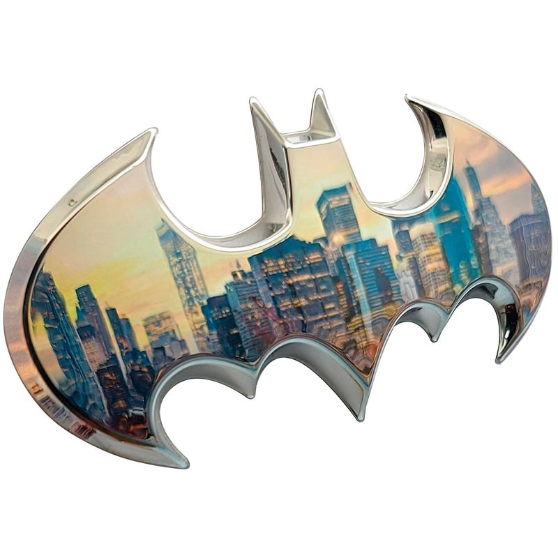 Fan Emblems Batman Car Emblem - 1989 Batwing Batarang Symbol 3D Auto Badge - Color: Chrome - Size: 3.8 x 1.8 x 0.2 inches - Officially Licensed DC Car Accessories - Image 1
